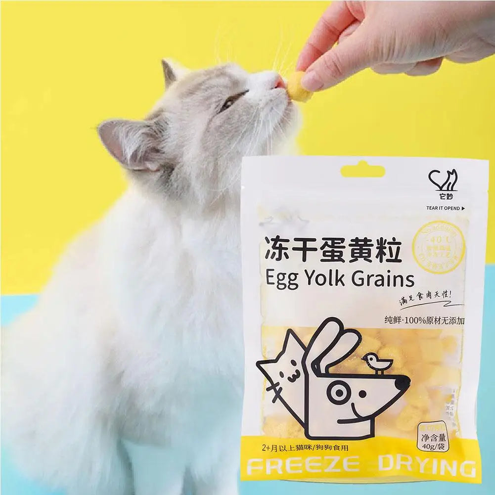 40g Freeze Dried Egg Yolk Granules Beautify Smoothing Hair Cat Pets Freeze-dried Safe To Snacks Food Cat Pet Healthy N9D8