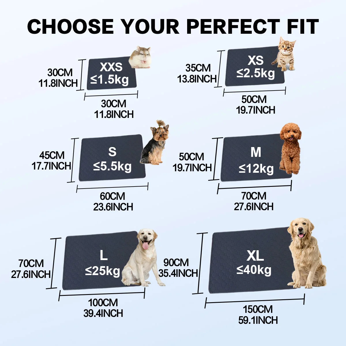 Absorbent Dog Urine Pads Reusable Dogs Pee Mat Waterproof Dog Diaper Mat for Car Seat Cover Anti Slip Training Pet Accessories