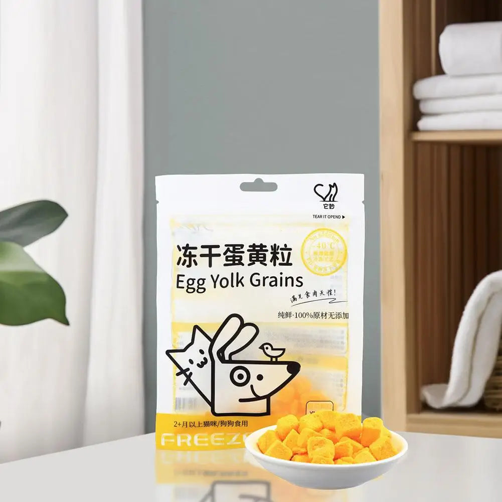 40g Freeze Dried Egg Yolk Granules Beautify Smoothing Hair Cat Pets Freeze-dried Safe To Snacks Food Cat Pet Healthy N9D8