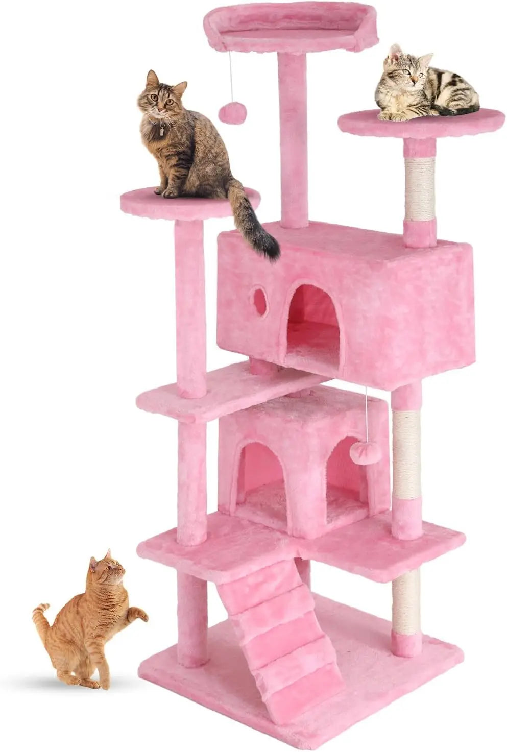 Cat Tree 54in Cat Tower Multi-Level Durable Cat Scratching Post & Cozy Fun Jumping Platform Space Saving Condo