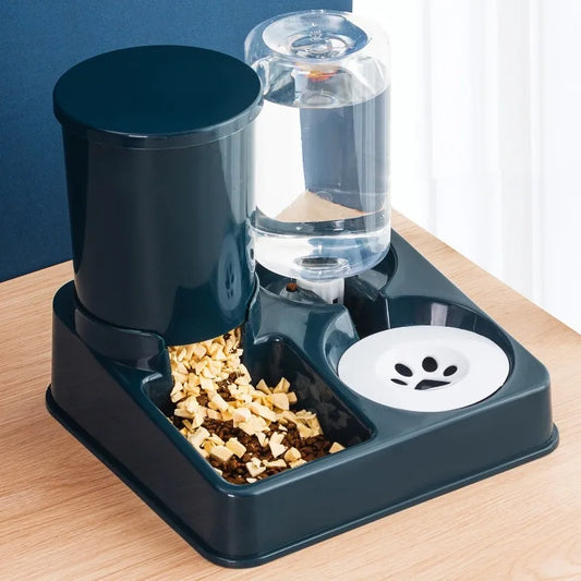 Premium 2 in 1 Tilted Automatic Pet Food and Water Feeder - Gravity Food Dispenser with Waterer – Ideal for Cats and Dogs Bowls