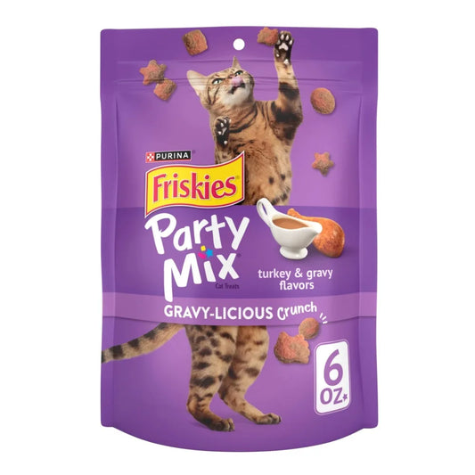 Purina  Party Mix Gravy-licious, Cat Treats, Chicken & Gravy, (6) 6 oz Bags