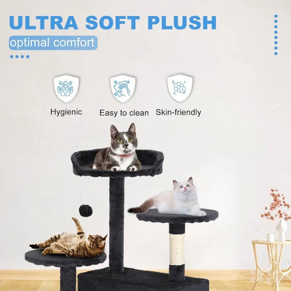 Cat Tree 54in Cat Tower Multi-Level Durable Cat Scratching Post & Cozy Fun Jumping Platform Space Saving Condo